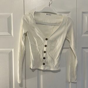 Reformation White Ribbed Knit Top